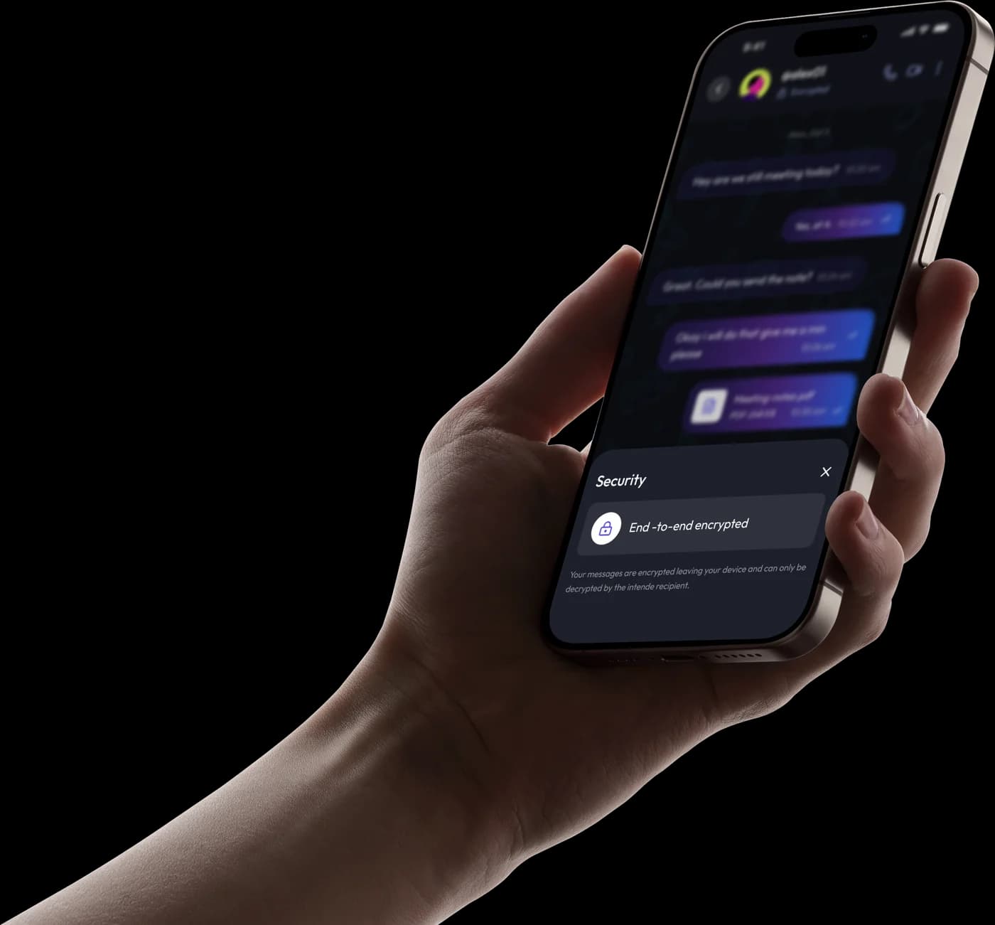 A hand holding a phone showing a Nexa conversation