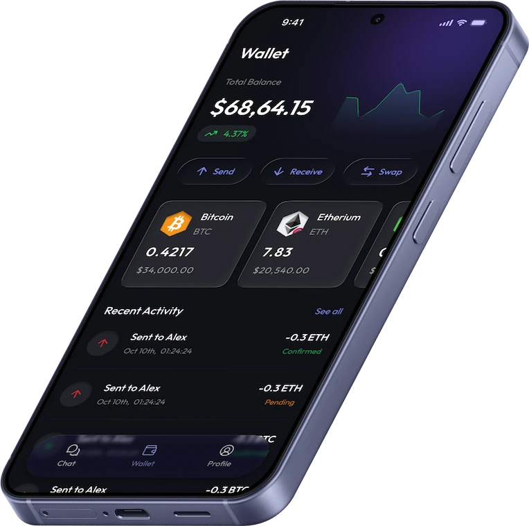 Nexa wallet showing total assets