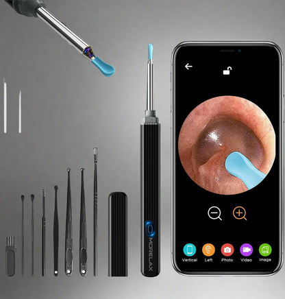 Ear Wax Removal,Ear Wax Cleaner with Camera,Earwax Removal Tool, with 8 Ears, Earwax Cleaning kit 1080P HD Otoscope - Ear Camera with 6 Ear Scoops - Otoscope Ear Pick for iOS and Android Black