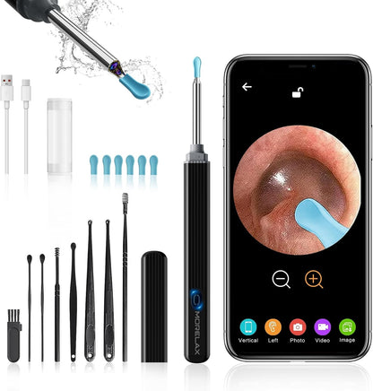 Ear Wax Removal,Ear Wax Cleaner with Camera,Earwax Removal Tool, with 8 Ears, Earwax Cleaning kit 1080P HD Otoscope - Ear Camera with 6 Ear Scoops - Otoscope Ear Pick for iOS and Android Black